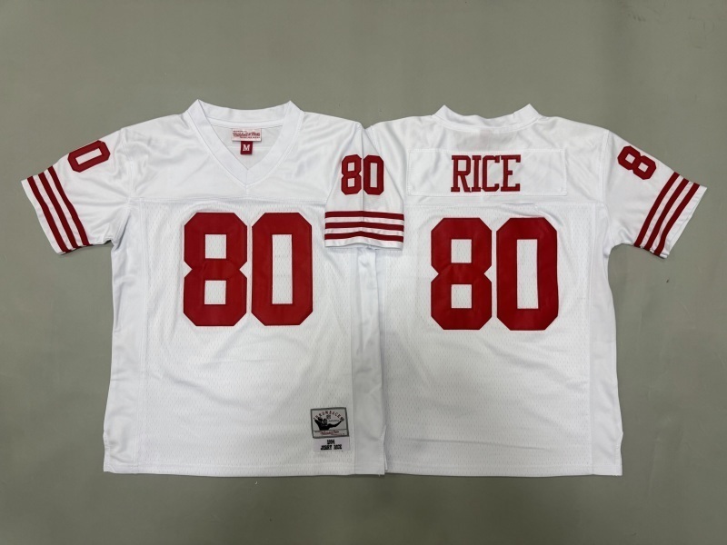 Youth San Francisco 49ers #80 Rice White Throwback Limited Nike NFL Jersey 01